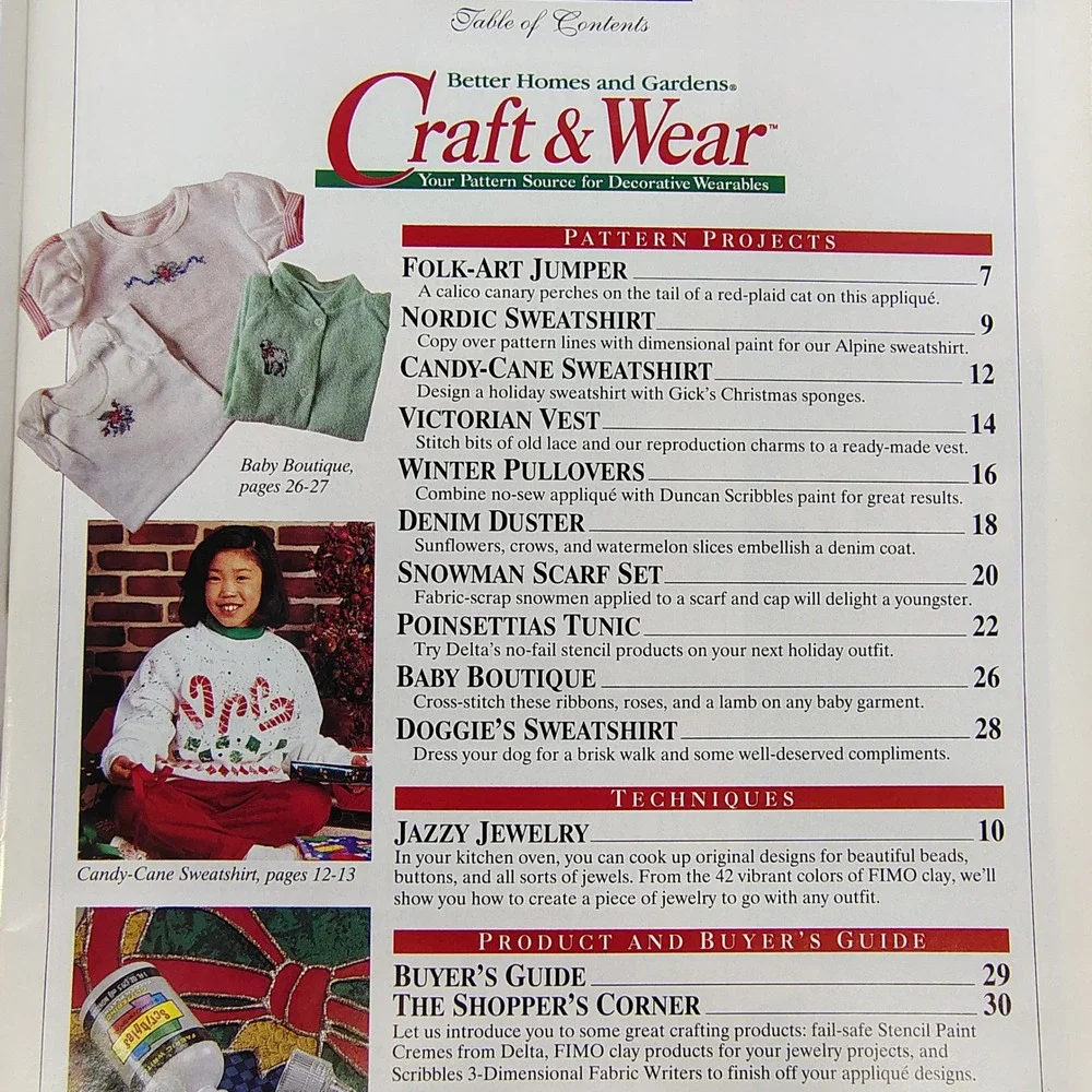 Better Homes & Gardens Craft & Wear Magazine 1994 Premier Issue Vintage Patterns